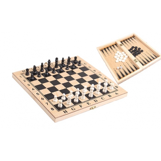 Drevená šachová sada 3v1