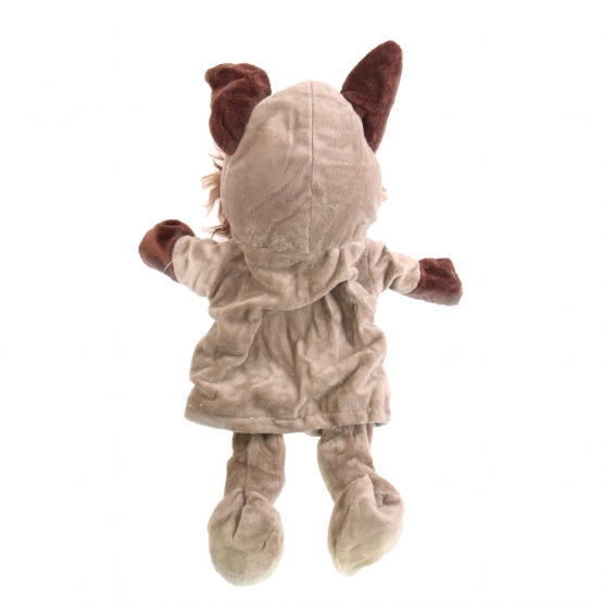 Plyšový maňuška s nohami na ruku vlk