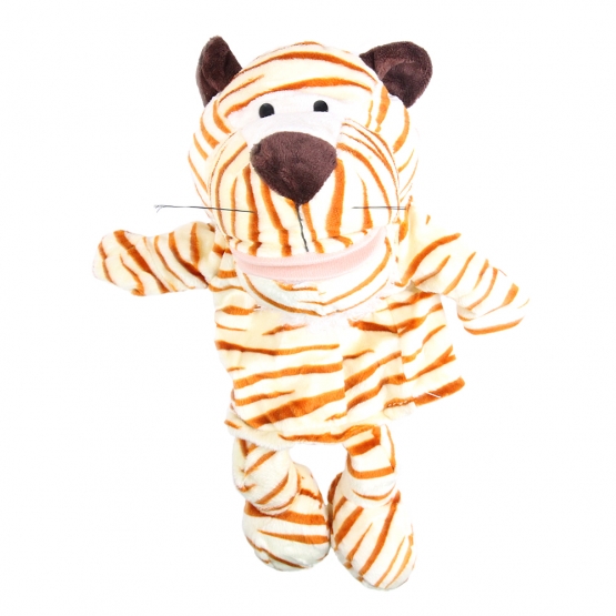 Plyšový maňuška s nohami na ruku tiger