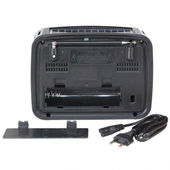 Prenosné 3pásmové solárne rádio čierno-červené MUSIC