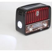 Prenosné 3pásmové solárne rádio čierno-červené MUSIC