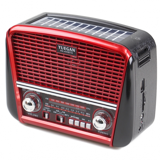 Prenosné 3pásmové solárne rádio červené YUEGAN