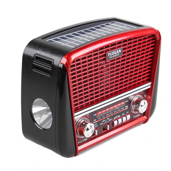 Prenosné 3pásmové solárne rádio červené YUEGAN