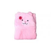 Detská deka Happy Baby ružová - medvedík s kvietkom