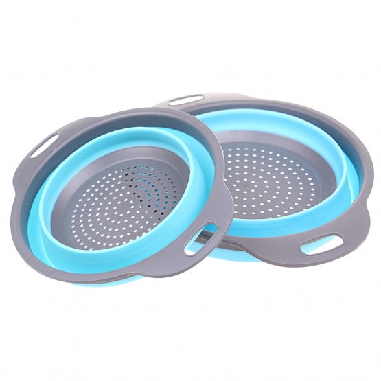 Skladacie silikónové cedníky 2 ks šedo-modré