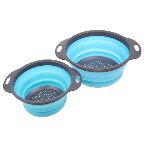 Skladacie silikónové cedníky 2 ks šedo-modré