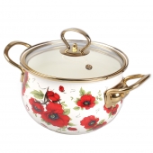 8-dielna sada smaltovaných hrncov červený mak