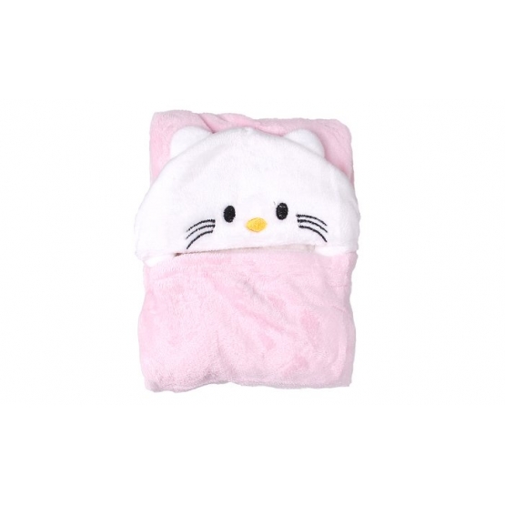 Detská deka Happy Baby bielo-ružová – mačička