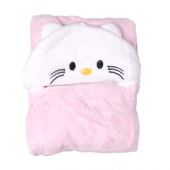 Detská deka Happy Baby bielo-ružová – mačička