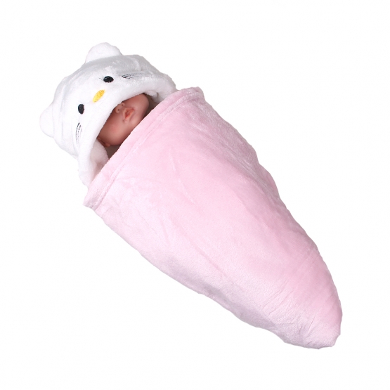 Detská deka Happy Baby bielo-ružová – mačička