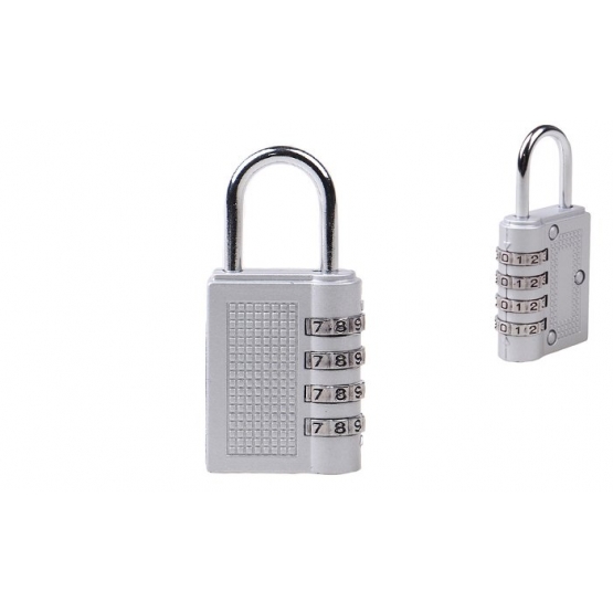 Visiaci zámok s číselným kódom strieborný