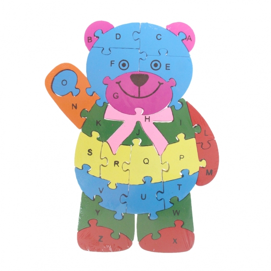 Vzdělávací drevené puzzle medvedík
