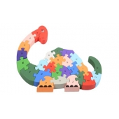 Vzdělávací drevené puzzle dinosaurus