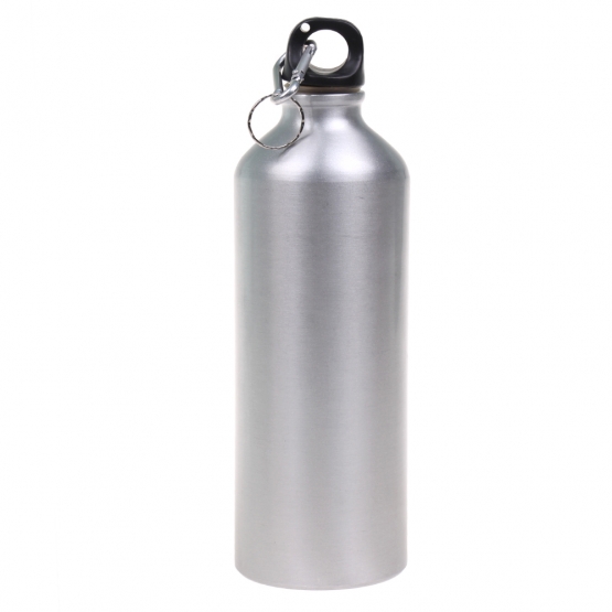 Fľaša na vodu s karabínou strieborná