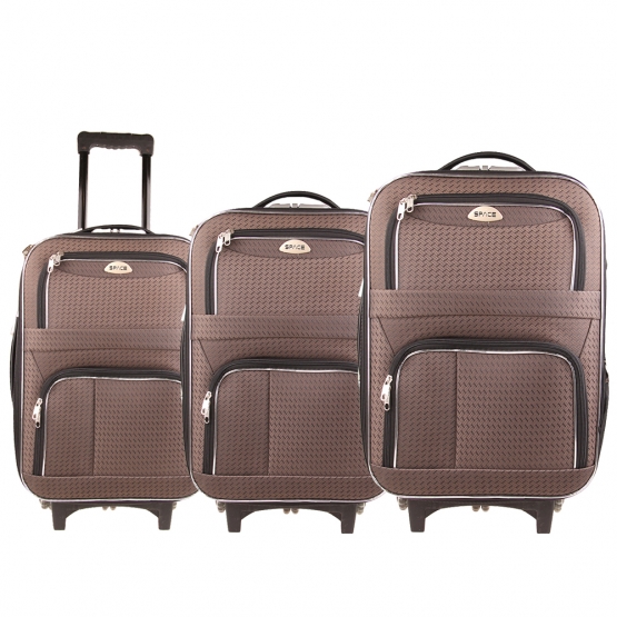 Sada 3 látkových kufrov hnedá 1