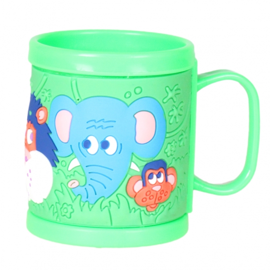 Hrnček detský plastový (zelený so zvieratkami)