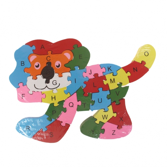 Vzdělávací drevené puzzle lev var.3