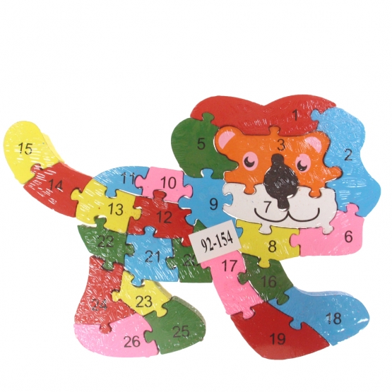 Vzdělávací drevené puzzle lev var.3