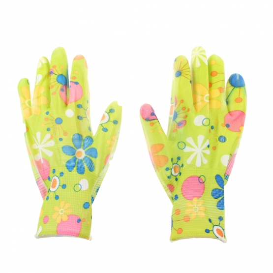 Záhradné rukavice zelené s kvietkami 10ks