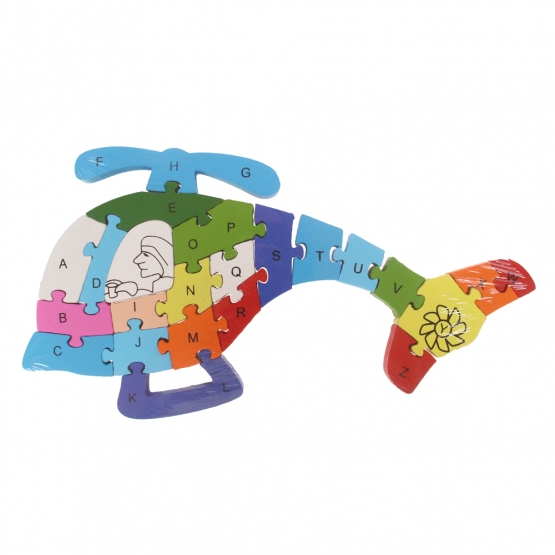 Vzdělávací drevené puzzle vrtuľník