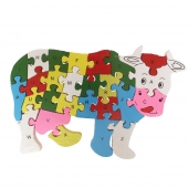 Vzdělávací drevené puzzle krava var.2