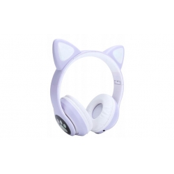 Bezdrôtové slúchadlá s mačacími ušami fialové
