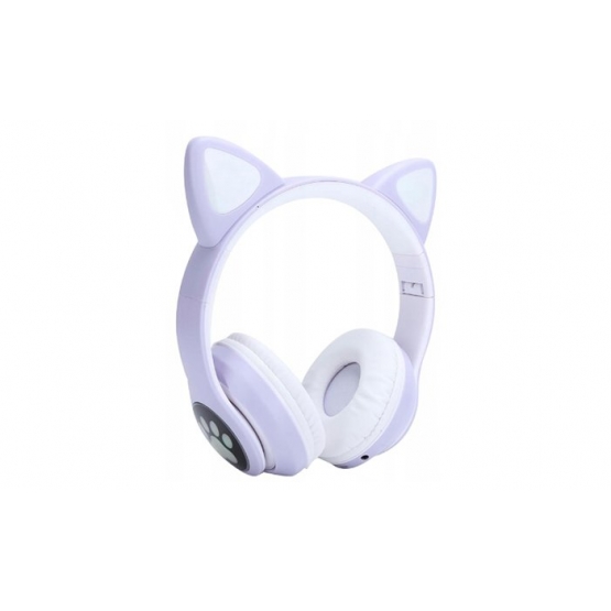 Bezdrôtové slúchadlá s mačacími ušami fialové