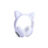Bezdrôtové slúchadlá s mačacími ušami fialové