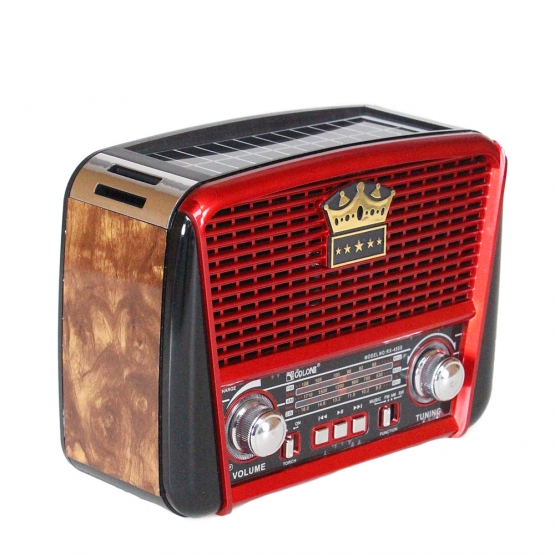 Prenosné 3pásmové solárne rádio hnedo-červené KORUNA