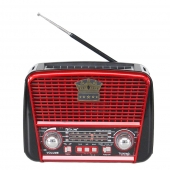 Prenosné 3pásmové solárne rádio hnedo-červené KORUNA