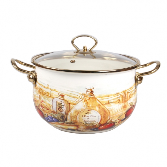 8-dielna sada smaltovaných hrncov zátišie