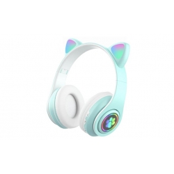 Bezdrôtové slúchadlá s mačacími ušami zelená