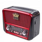 Prenosné 3 pásmové solárne rádio čierno-červené KORUNA