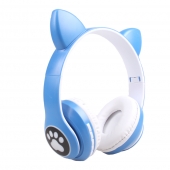 Bezdrôtové slúchadlá s mačacími ušami modrá
