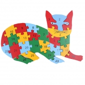 Vzdělávací drevené puzzle mačka
