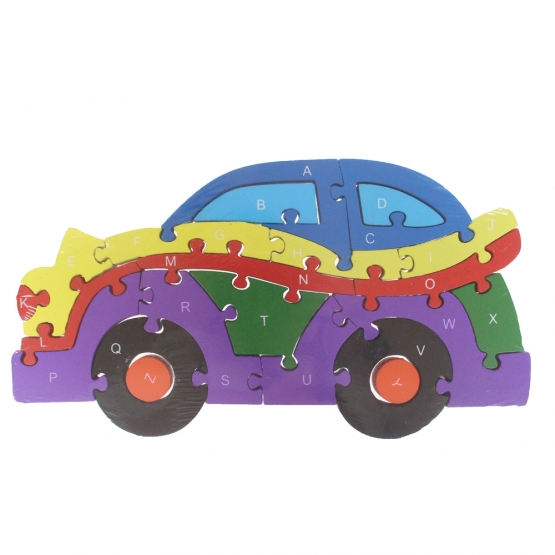 Vzdělávací drevené puzzle auto var.2