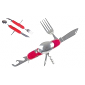 Multifunkčný kempingový príbor JIN BIN LI červený