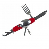 Multifunkčný kempingový príbor JIN BIN LI červený