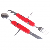 Multifunkčný kempingový príbor JIN BIN LI červený