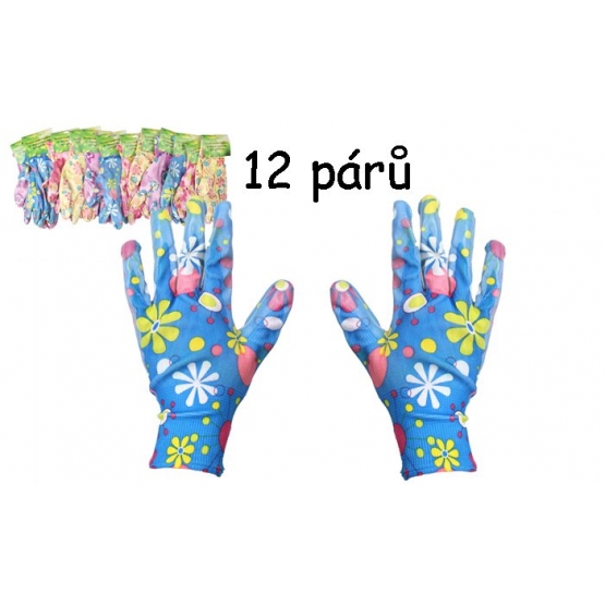 Záhradné rukavice 12 párov mix