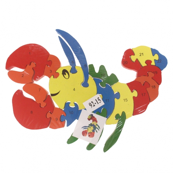 Vzdělávací drevené puzzle rak