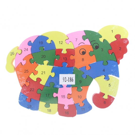 Vzdělávací drevené puzzle slon var.1