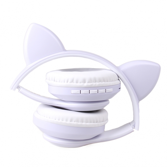 Bezdrôtové slúchadlá s mačacími ušami fialové