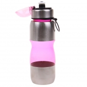 Fľaša na pitie s plastovým náustkom ružová