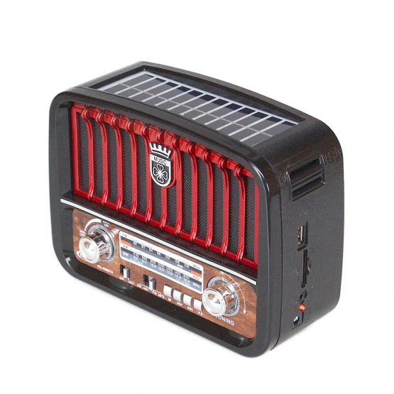 Prenosné 3pásmové solárne rádio čierno-červené MUSIC