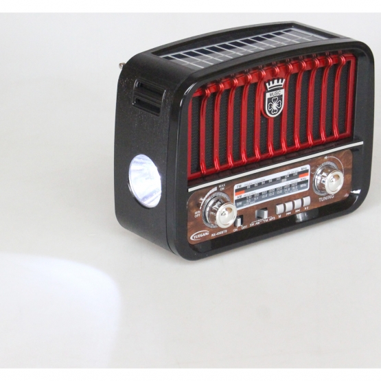 Prenosné 3pásmové solárne rádio čierno-červené MUSIC