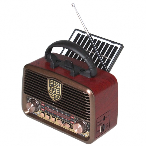 Prenosné 3pásmové solárne rádio GOLON hnedé