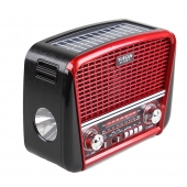 Prenosné 3pásmové solárne rádio červené YUEGAN