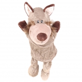 Plyšový maňuška s nohami na ruku vlk