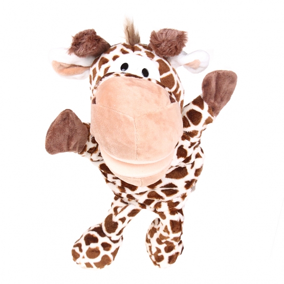 Plyšový maňuška s nohami na ruku žirafa